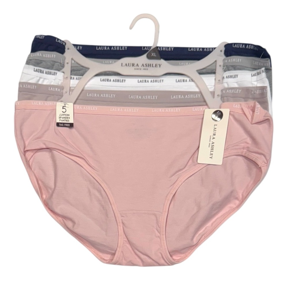 LAURA ASHLEY 5 Pack Panties Cotton Spandex Tag Free Comfy Stretch NWT XL